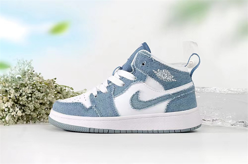 Youth Running Weapon Air Jordan 1 Blue/White Shoes 0129 Youth Running Weapon Air Jordan 1 Blue/White Shoes 0129
